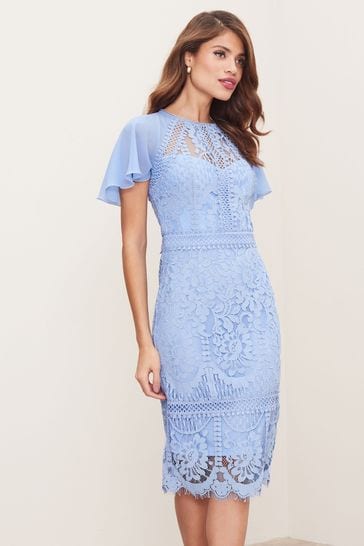 Buy Lipsy Premium Embroidered Flutter Sleeve Midi Dress from the Next UK online shop