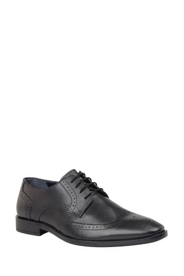 Lotus Footwear Black Mens Leather Lace Up Derby Brogue Shoe