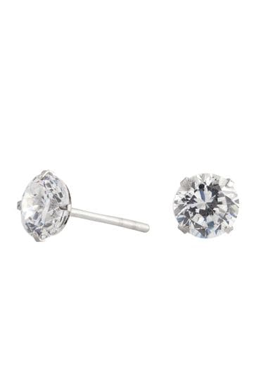 Simply Silver Sterling Silver 925 6mm Round Cubic Zirconia Stud Earring