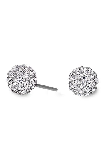 Simply Silver Sterling Silver 925 6mm Pave Ball Studs