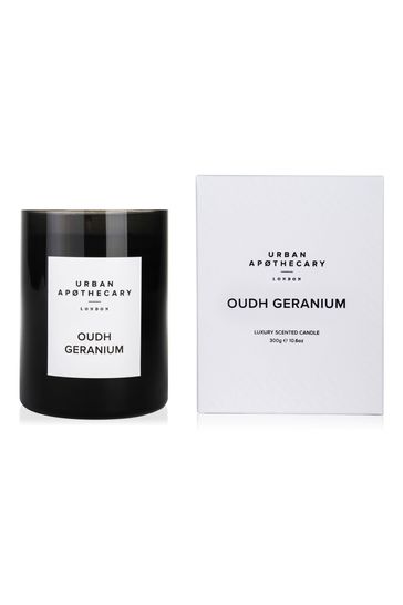 Urban Apothecary Clear 300g Oudh Geranium Luxury Scented Candle