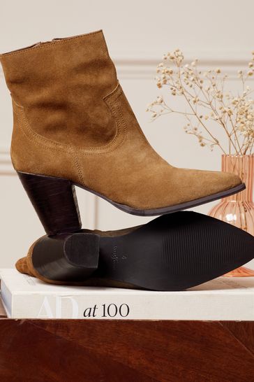 Brown mid heel ankle boots clearance