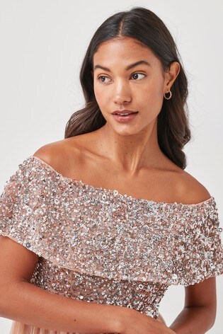 Maya embellished bardot maxi dress cheap