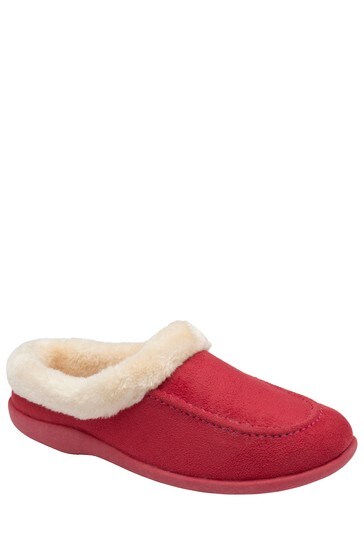 Dunlop Red Ladies Pauline Moccasin Slippers
