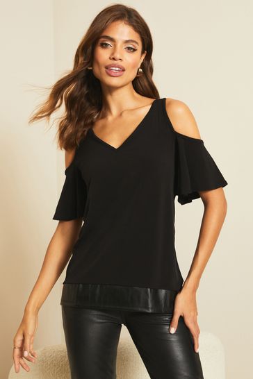 Lipsy black cold shoulder top on sale