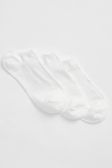 Gap White Basic Ankle Socks 3-Pack