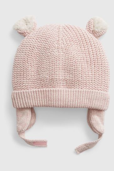 Gap Pink Sherpa Fleece Lined Baby Beanie Hat