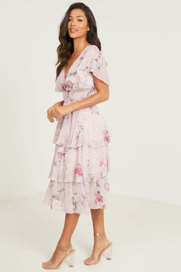 Quiz pink sale floral dress