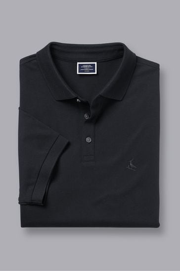 Charles Tyrwhitt Black Short Sleeve Pique Polo Shirt