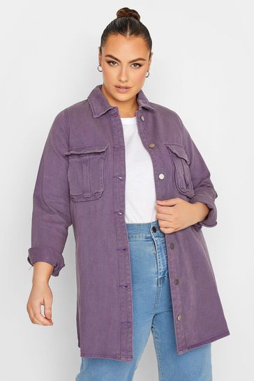 Pink longline denim jacket discount