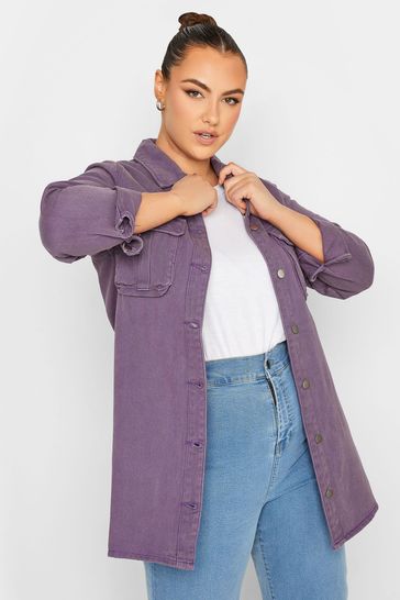Pink longline cheap denim jacket