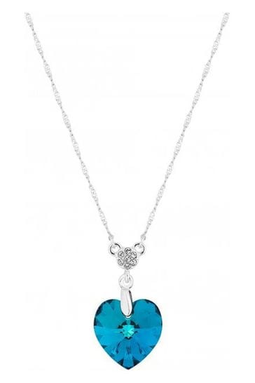 Jon Richard Silver Plated Blue Heart Short Pendant Necklace