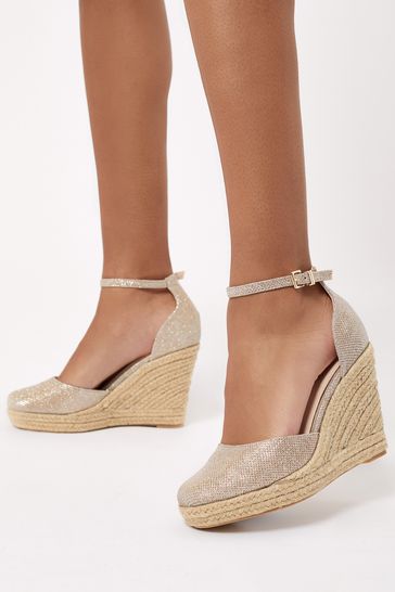 Buy Lipsy Gold Closed Toe Espadrille Wedge from Next Luxembourg