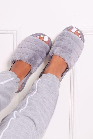Grey slingback slippers cheap