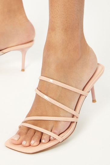 Nude hot sale strappy mules