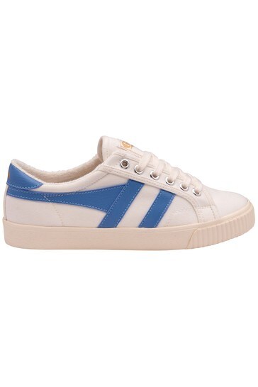 Gola White and Blue Tennis Mark Cox Canvas Lace-Up Trainers