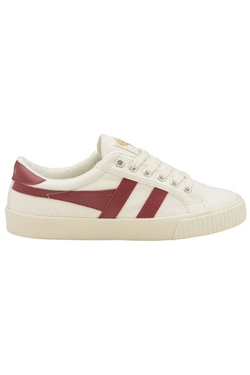 Gola White and Red Tennis Mark Cox Canvas Lace-Up Trainers