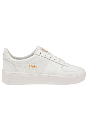 Gola White Grandslam Leather Lace-Up Trainers