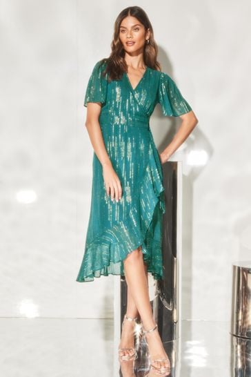 Lipsy ruffle wrap midi dress shop