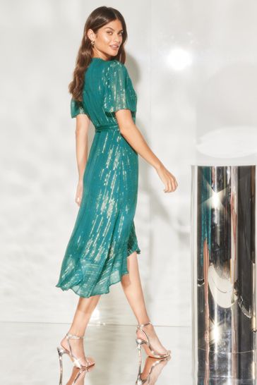 Metallic teal sales dress