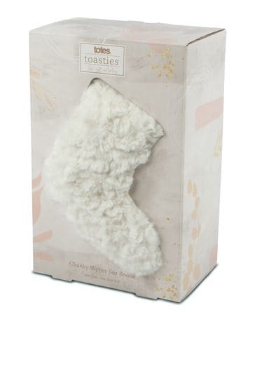 Totes Cream Faux Fur Slipper Socks