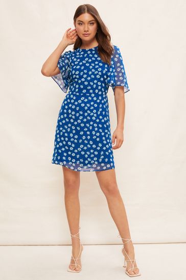 Blue floral hot sale short dress