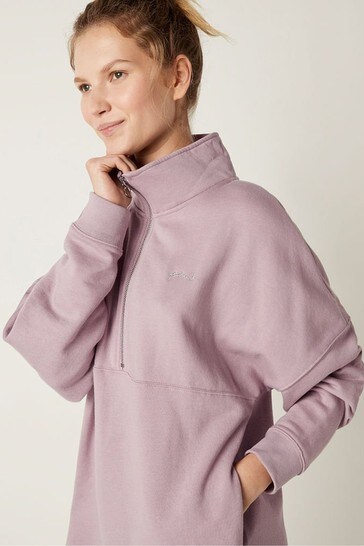 Pink varsity top half zip