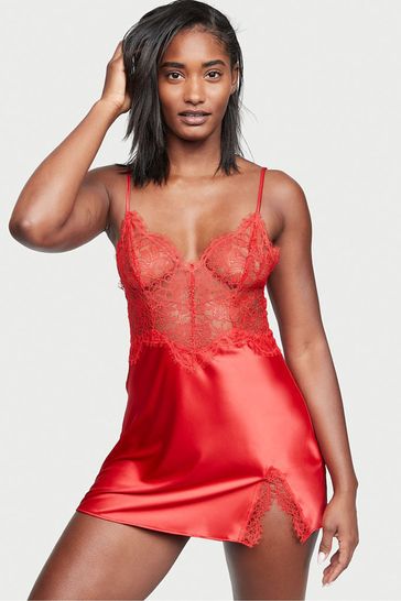 Lace and satin slip dress clearance