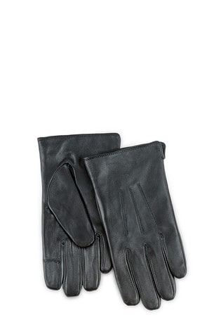 Totes Black Mens 3 Point Leather Glove W Water Repellent Smartouch