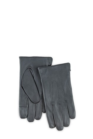 Totes Grey Mens 3 Point Leather Glove W Water Repellent Smartouch