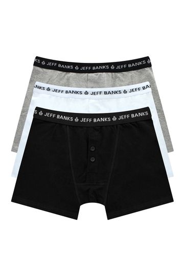Jeff Banks White Mens 3 Pack Multipack Boxers