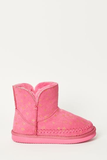 Lipsy Pink Heart Bootie Slippers