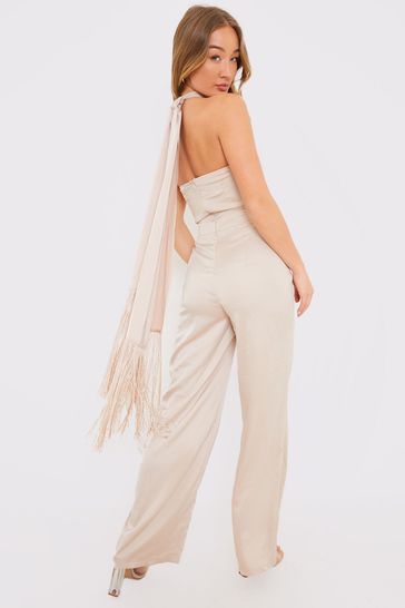 Halter neck sales jumpsuit wide leg