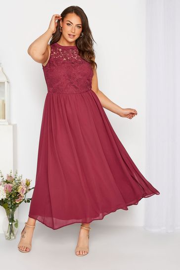 Yours Curve Red Lace Sweetheart Maxi Dress
