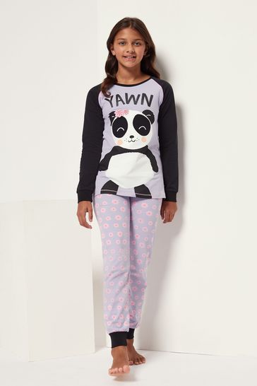 Harry Bear Purple Panda Stripe Animal Printed Pyjamas