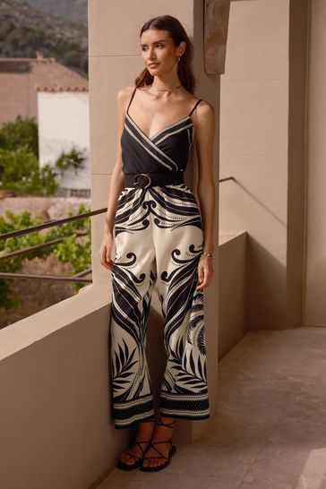 Lipsy black and white jumpsuit hot sale
