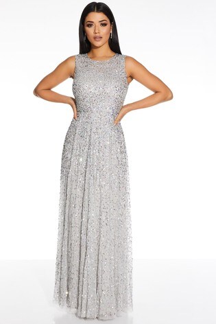 Quiz grey embellished maxi dress best sale