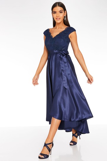 Navy dip hot sale hem dress