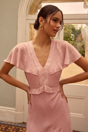 Blush flutter hot sale sleeve dress