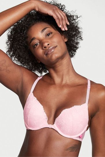 Buy Victoria's Secret Pretty Blossom Pink Lace Front Fastening Push Up  T-Shirt Bra from Next Luxembourg
