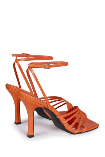 Buy Linzi Orange PU Phoebe Open Toe Strappy Stiletto Heeled Sandal