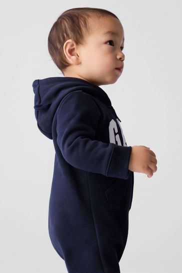Buy Gap Dark Blue Logo Zip Hooded All in One Baby from Next
