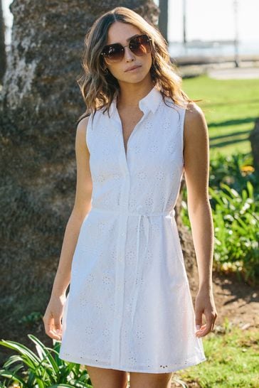 White broderie sale shirt dress