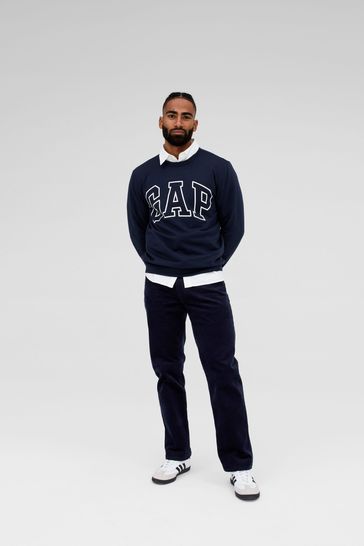 Buy Gap Navy Blue Logo Crew Neck Sweatshirt from Next Luxembourg