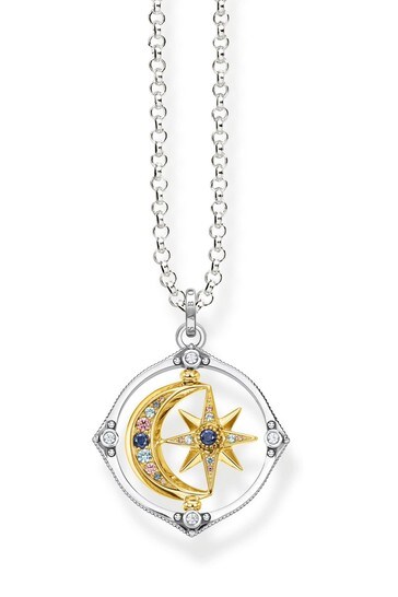 Thomas Sabo Silver Spinning  Moon  Star Pendant Necklace