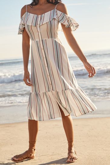 Ivory cold shoulder dress on sale