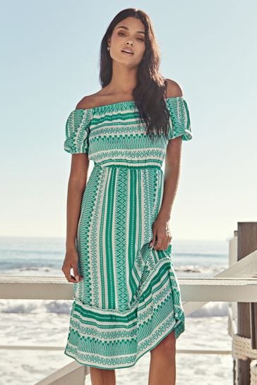 Lipsy maya print bardot dress clearance