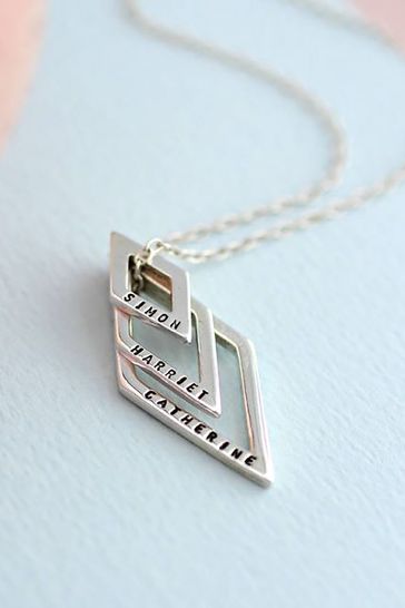 Personalised Family Names Geometric Necklace by Posh Totty Designs