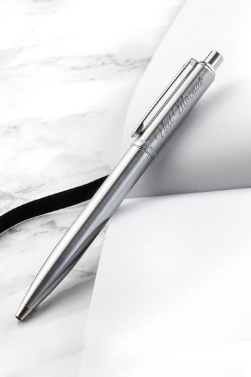 Personalised Sheaffer Brushed Chrome Pen by Treat Republic