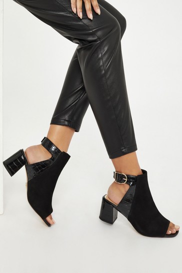 Lipsy Black Block Heel Peep Toe Boot